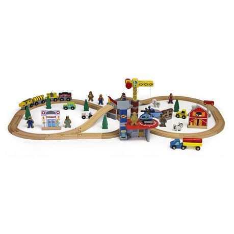 70 piece wooden train set