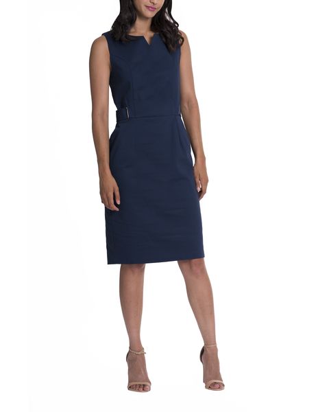 Kode Women's Sheath Dress with Gold Waist Trim - Ink (Size: 22)