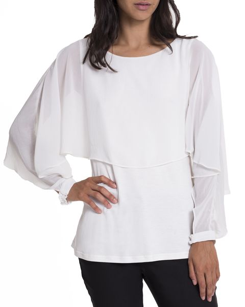 Kode Women's Cami Top with Chiffon Overlay - Cream
