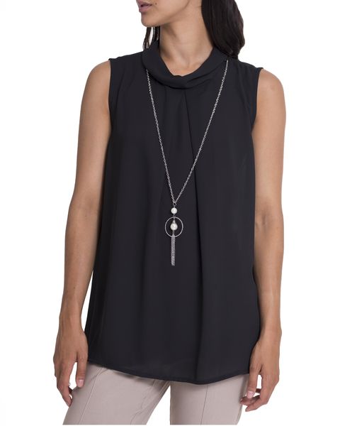 Kode Women's Georgette Top &amp; Necklace - Black