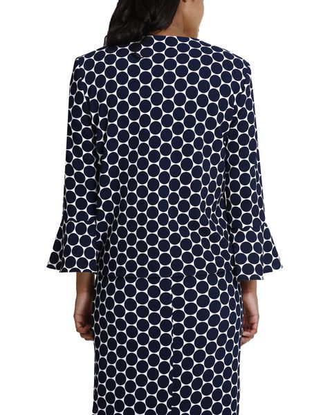 Kode Women's Flared Sleeve Jacket - Navy Milk Spot (Size: 22)
