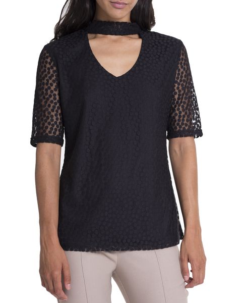Kode Women's Dot Mesh Top - Black (Size: 22)