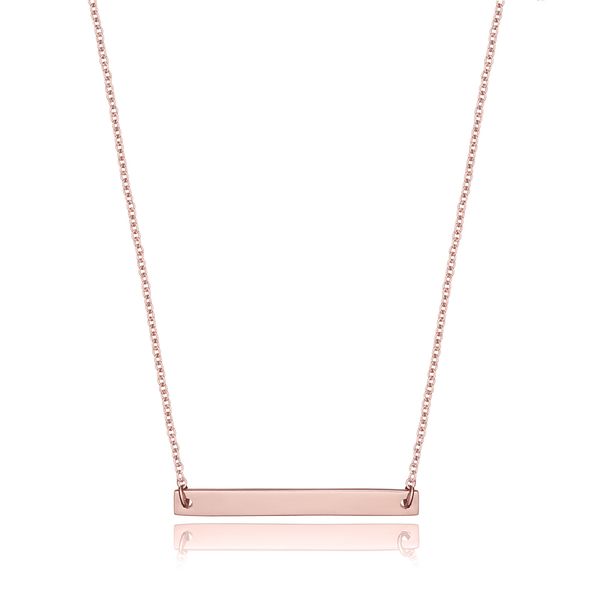 Euvella Rose Gold Sideways Bar Necklace