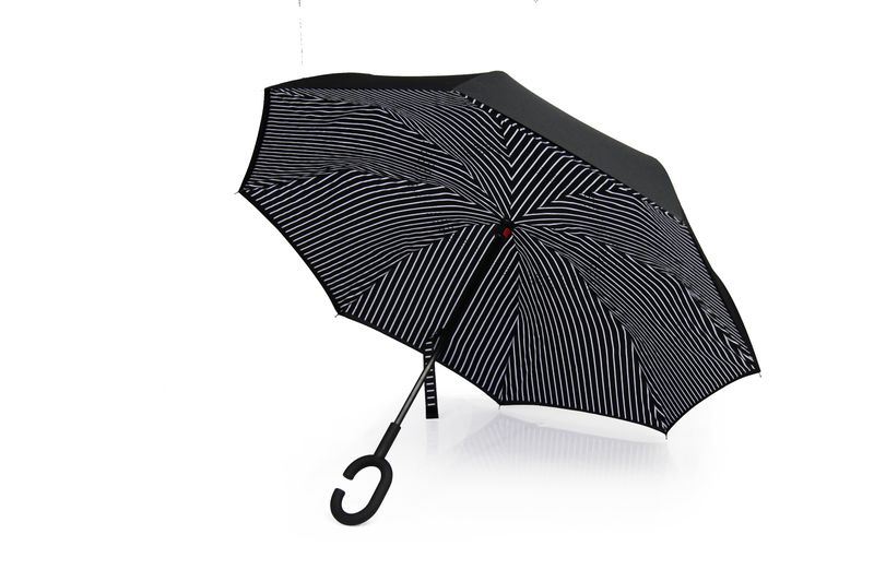 Inverted Umbrella - Black/White Stripe