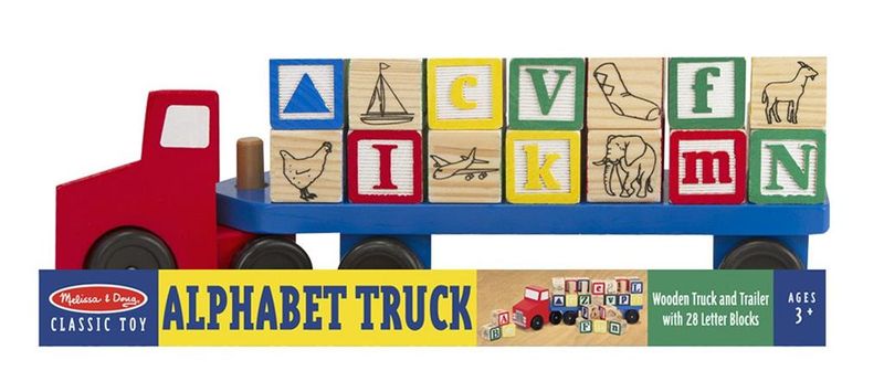 Alphabet Wooden Truck - 28 drilled Wooden Blocks
