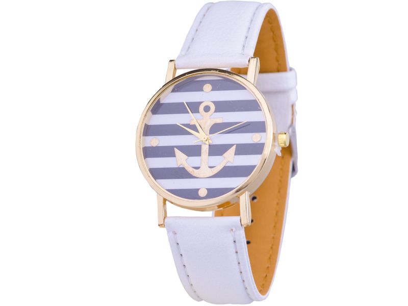 Always on Time Gold Anchor Watch - White Strap