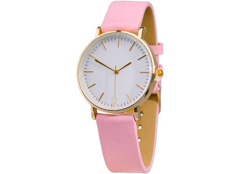 Always on Time Classic Gold Watch - Pale Pink Strap