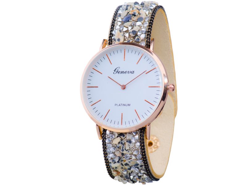 Always on Time Rose Gold Watch - Cream Studded Strap