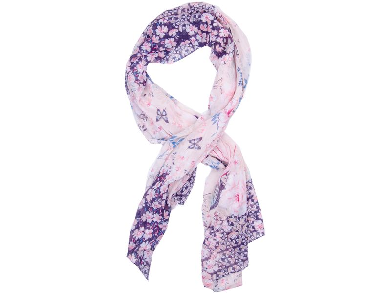 That's A Wrap Pink Scarf With Blue Print image