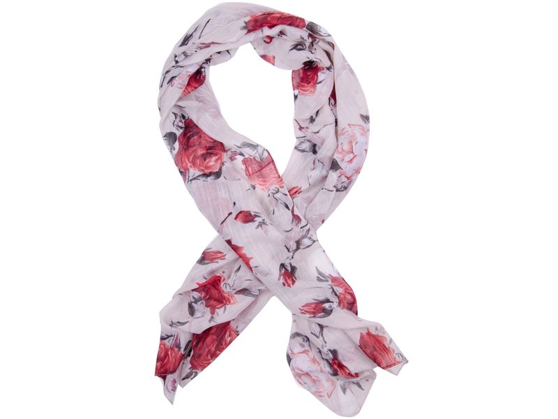 That's a Wrap Cream Scarf with Red &amp; Pink Roses Print
