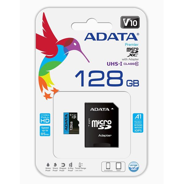 Adata Micro SD XC Class 10 UHS-I 128GB +SD Adapter