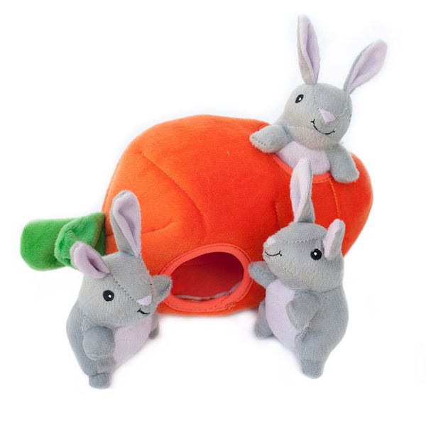 Zippy Paws Burrow Bunny 'n Carrot Plush Puzzle Toy - Orange