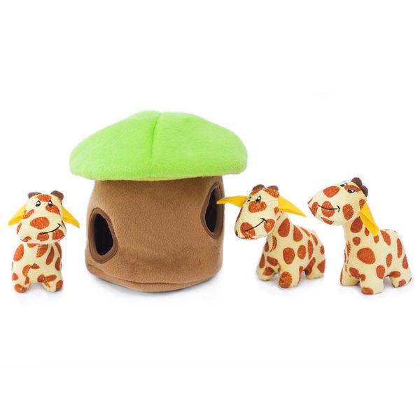 Zippy Paws Burrow Hide &amp; Seek Toy - Giraffe Lodge - Brown