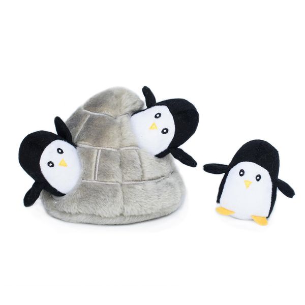 Zippy Paws Burrow Hide &amp; Seek Toy - Penguin Cave - Grey