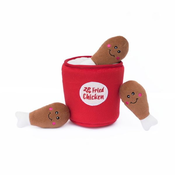 Zippy Paws Burrow Hide &amp; Seek Toy - Chicken Bucket - Red