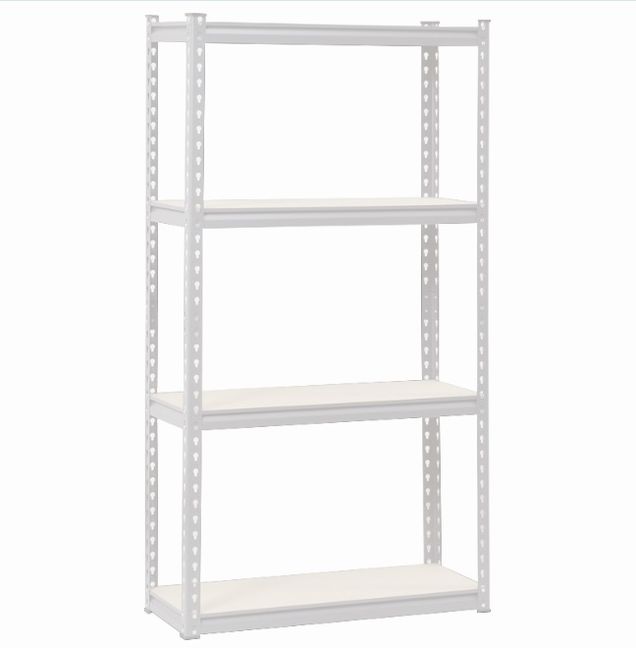 White Metal Shelving 4 Shelves Mdf, Metal Shelves Bookcase