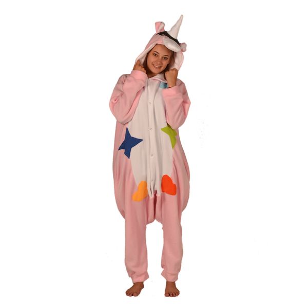 aFreaka Adults Unicorn Onesie - Pink &amp; White