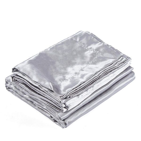 Silver Satin Duvet Cover Set - 3 Piece