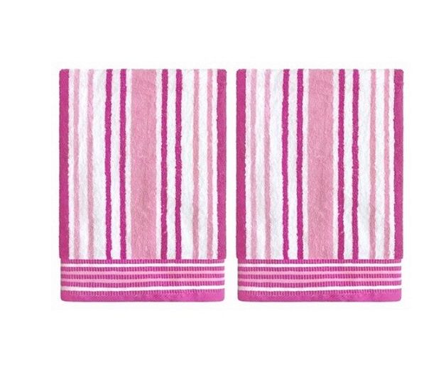 Alpine Stripe Bath Towel Set of 2 - Pink