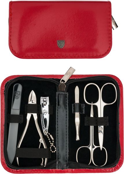 Kellermann Manicure Set Premium Steel - Red Faux Case - 7831 PN - 6 Piece