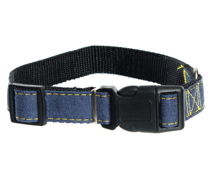 Wiggle Denim Dog Collar-Black-XL