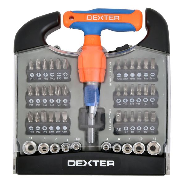 Dexter 2 Ratchet T Handle Screwdriver - 48 Pieces