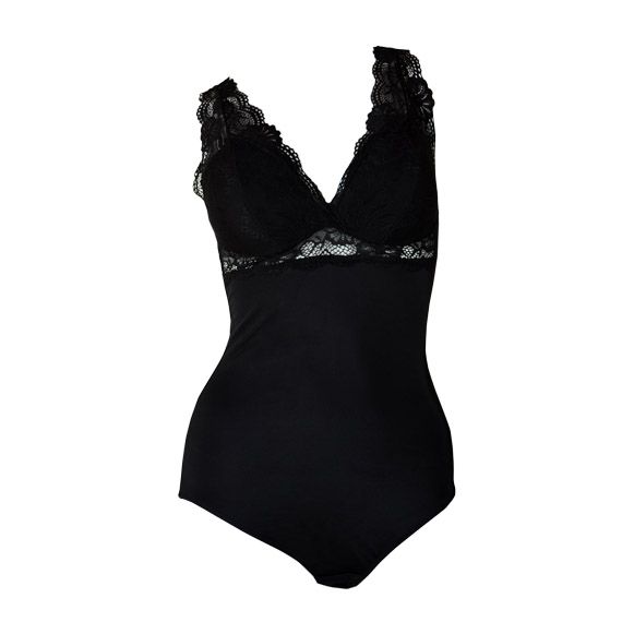 Silky Instant Slim Lace Lingerie - Black (Size: L)