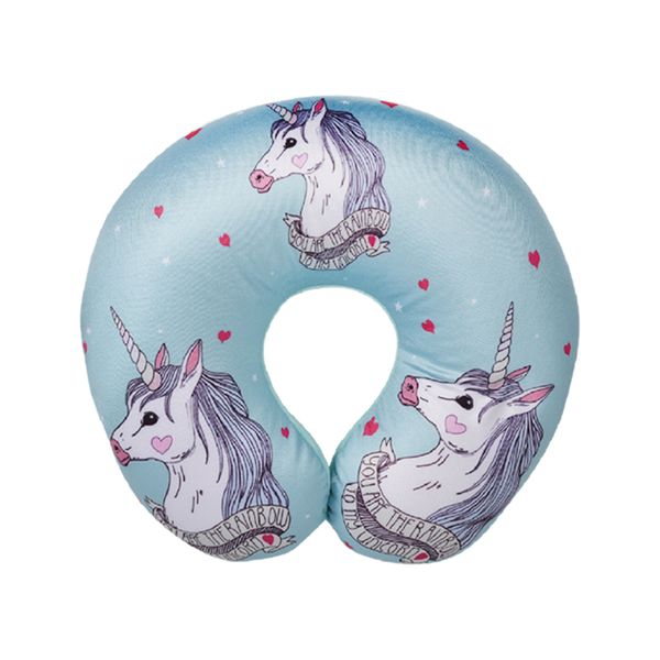 Travel Pillow with Unicorn Design - Blue