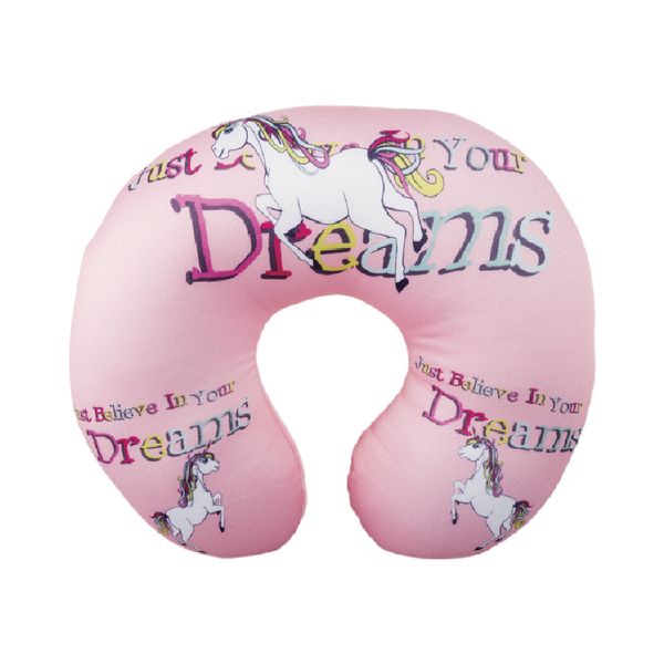 Travel Pillow with Unicorn Design - Pink