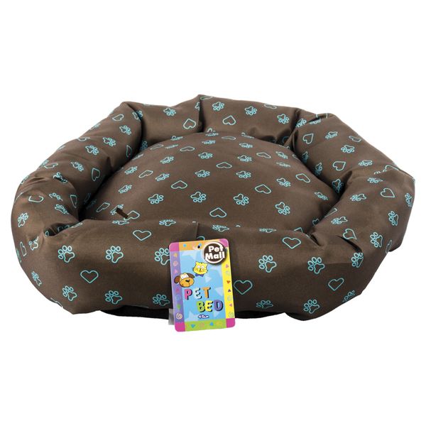 Round Dog Bed - Brown &amp; Blue
