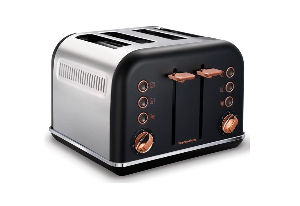 Morphy Richards 4 Slice Accent Toaster Black With Rose Gold Morphy Richards 4 Slice Accent Toaster Black With Rose Gold Loading Zoom