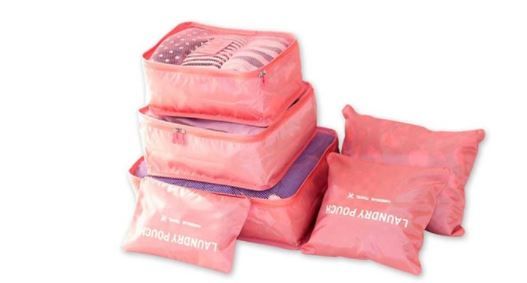 Iconix 6 Piece Travel Luggage Organizer Set - Peach