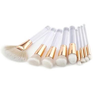 Iconix 9 Piece White Wood Makeup Brush Set
