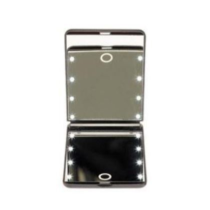 LED Touchscreen Travel Mirror - Black