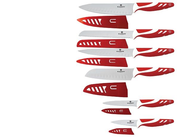 Blaumann 12-Piece Stainless Steel Knife Set - Red