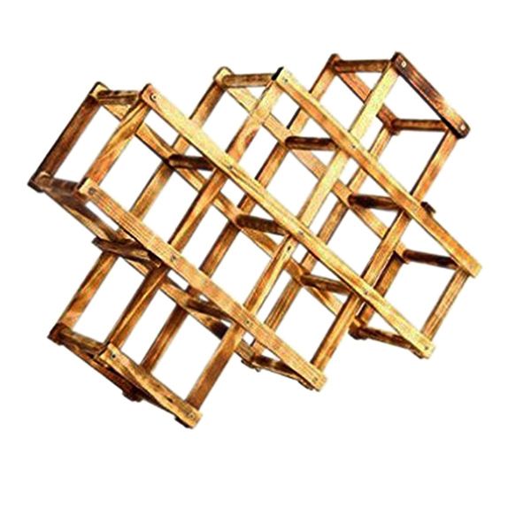 Wooden 10-Bottle Wine Rack - Fire Colour