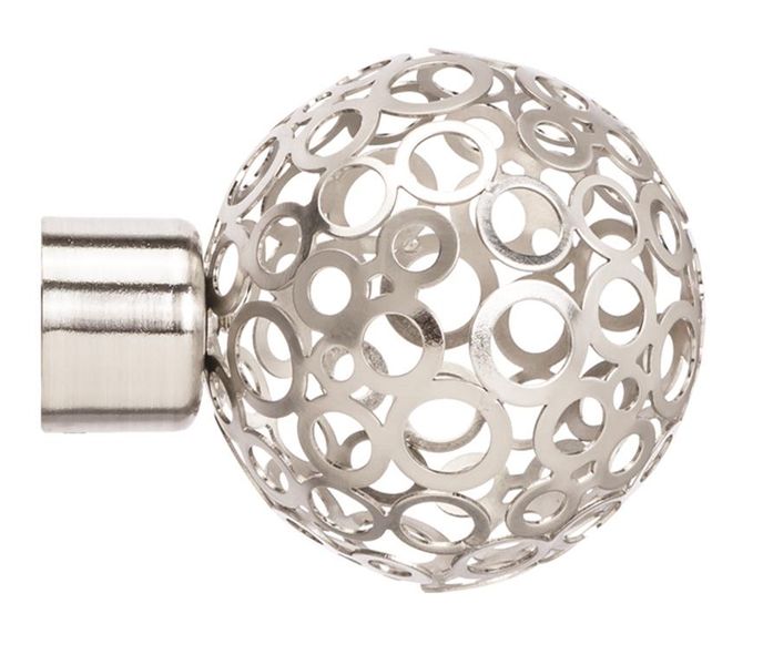 Decor Depot 25mm Steel Rod Finial Mesh Ball - Brshed Silver