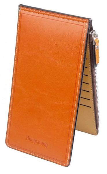 Fashionable Slim 17 Card Ladies Purse - Burnt Orange