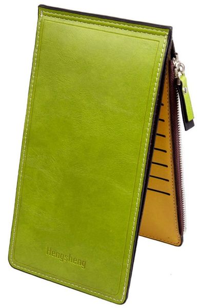 Fashionable Slim 17 Card Ladies Purse - Olive Green