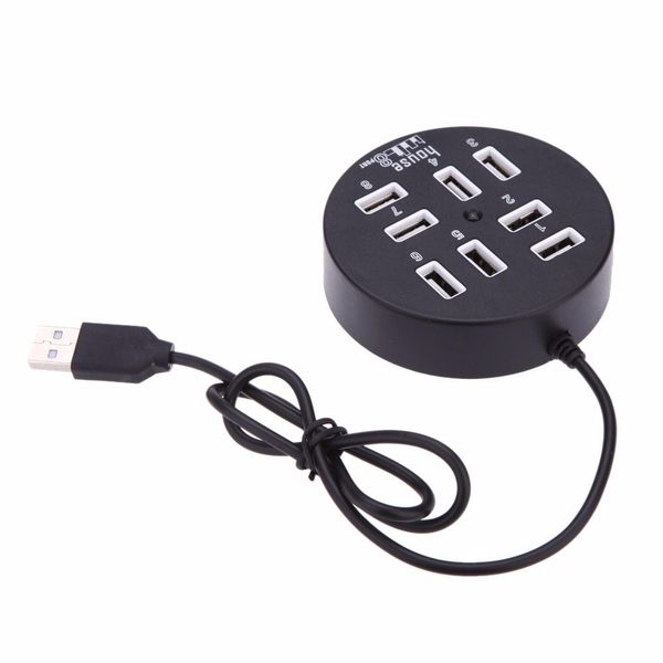 USB Hub 8-Port USB 2.0 Portable Round for Phones &amp; PC
