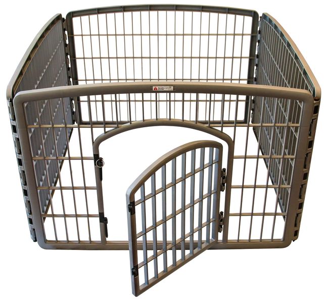 Grey Pet Playpen with Gate for Rabbits (91.4 x 91.4 x 60cm)