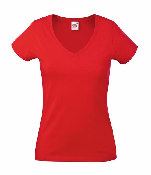 Fruit Of The Loom Women's Lady-Fit Value Weight V-Neck T-Shirt - Red