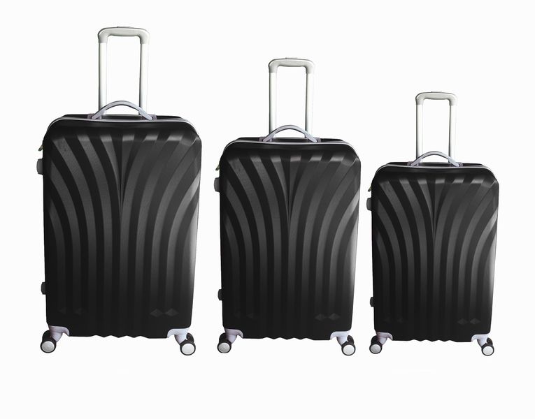 3 Piece Travel Luggage Set with Wheels - Black