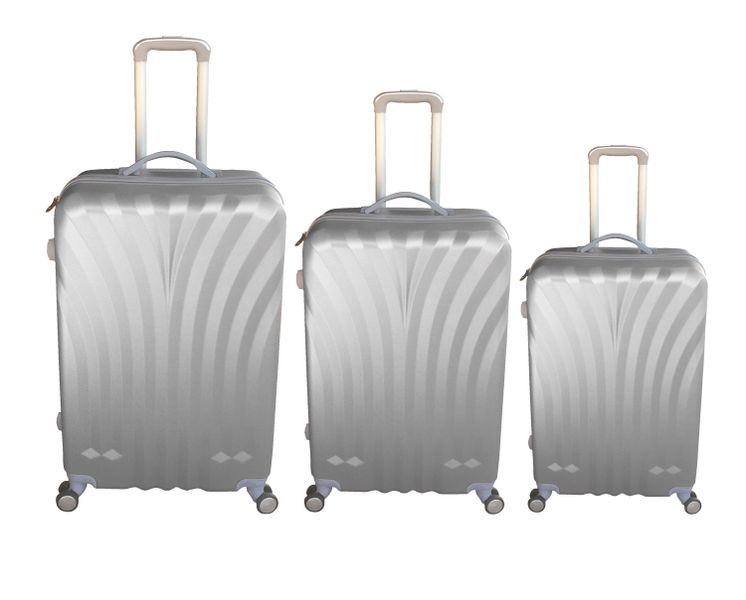 3 Piece Travel Luggage Set with Wheels - Silver