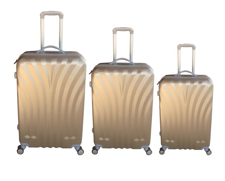 3 Piece Travel Luggage Set with Wheels - Gold