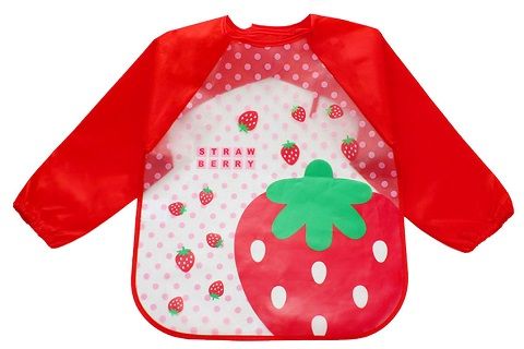 Eva Feeding Bib/Smock with Sleeves - Strawberries
