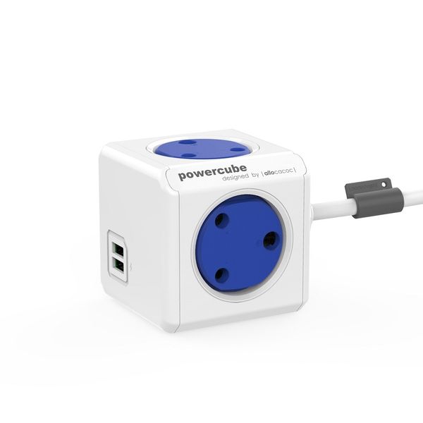 Allocacoc - 1.5m PowerCube USB Multiplug - Blue