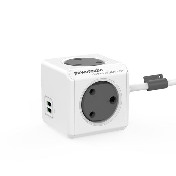 Allocacoc - 1.5m PowerCube USB Multiplug - Grey