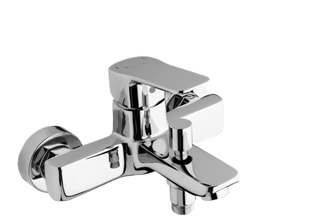 Round &amp; Square Polished Chrome Bath Mixer &amp; Hand Shower