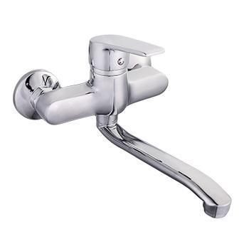 Round &amp; Square Polished Chrome Kitchen Wall Mixer